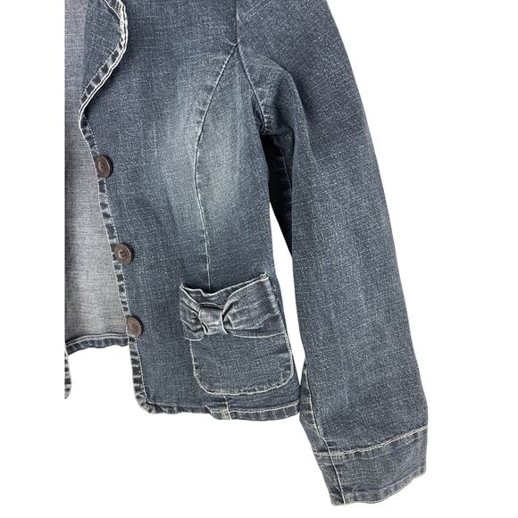 Vintage VTG Live a Little 90’s Denim Jean Jacket with Bow Pocket Detail Size S - Picture 3 of 7